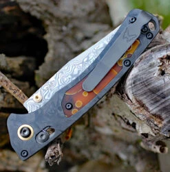 Benchmade 15085-201 Mini Crooked River-Gold Class, 3.4" Damasteel Blade, Marble Carbon Fiber Handle -Benchmade Knife Shop 15085 201.2 99692.1580411224