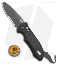 Benchmade Triage Automatic Knife Black (3.35" Black Serr) 9160SBK -Benchmade Knife Shop Benchmade Auto Triage Auto Black Black Serr BHQ 20033 jr bottlecap