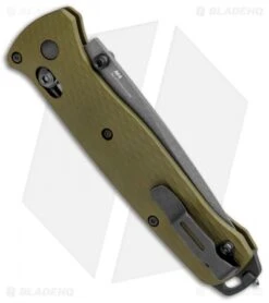 Benchmade Bailout AXIS Lock Knife Green Aluminum (3.4" Gray Serr) 537SGY-1 -Benchmade Knife Shop Benchmade Bailout AXIS Green Aluminum Gray Serr 537SGY 1 BHQ 104897 jr side