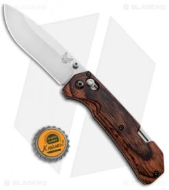 Benchmade Grizzly Creek Folder AXIS Lock Knife W/ Hook (3.5" Satin) 15060-2 -Benchmade Knife Shop Benchmade Grizzly Creek Folder Wood AXIS Lock Gut Hook 15060 2 BHQ 21346 jr bottlecap