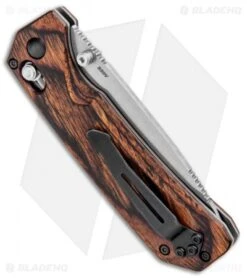 Benchmade Grizzly Creek Folder AXIS Lock Knife W/ Hook (3.5" Satin) 15060-2 -Benchmade Knife Shop Benchmade Grizzly Creek Folder Wood AXIS Lock Gut Hook 15060 2 BHQ 21346 jr side