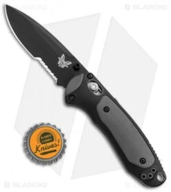 Benchmade 595SBK Mini Boost AXIS-Assist Knife Black/Gray (3.11" Black Serr) -Benchmade Knife Shop Benchmade Mini Boost AXIS Assist Black Gray Black Serr 595SBK BHQ 78761 jr bottlecap