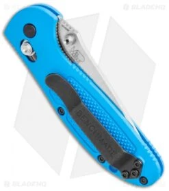 Benchmade Mini Griptilian AXIS Lock Knife Blue (2.91" Satin Serr) 556S-BLU -Benchmade Knife Shop Benchmade Mini Griptilian AXIS Blue Satin Serr 556S BLU BHQ 112491 jr side