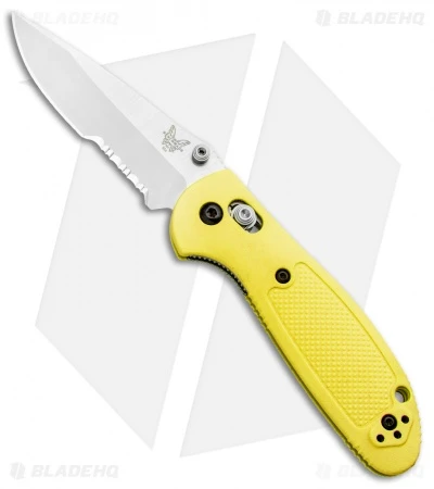 Benchmade Mini Griptilian AXIS Lock Knife Yellow (2.91" Satin Serr) S30V 3 Benchmade Mini Griptilian AXIS Lock Knife Yellow (2.91" Satin Serr) S30V