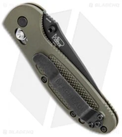Benchmade Mini Griptilian OD Green Tanto Knife (2.91" Black Serr) 557SBKOD -Benchmade Knife Shop Benchmade Mini Griptilian AXIS OD Green Tanto Black Serr 557SBKOD BHQ 112500 jr side