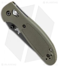 Benchmade Mini Griptilian OD Green Tanto Knife (2.91" Black Serr) 557SBKOD -Benchmade Knife Shop Benchmade Mini Griptilian AXIS OD Green Tanto Black Serr 557SBKOD BHQ 112500 jr spine