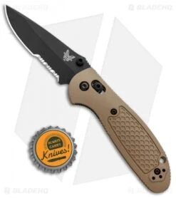 Benchmade Mini Griptilian AXIS Lock Knife Sand (2.91" Black Serr) D2 -Benchmade Knife Shop Benchmade Mini Griptilian Manual Axis Lock D2 Tan Black 556SBKSND2 1402 BHQ 98827 jr bottlecap