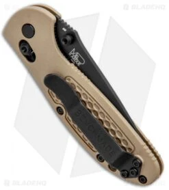 Benchmade Mini Griptilian AXIS Lock Knife Sand (2.91" Black Serr) D2 -Benchmade Knife Shop Benchmade Mini Griptilian Manual Axis Lock D2 Tan Black 556SBKSND2 1402 BHQ 98827 jr side