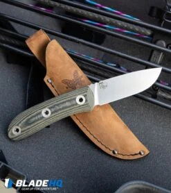Benchmade Pardue Hunter Fixed Blade Knife OD Green Micarta (3.5" Satin) 15400 -Benchmade Knife Shop Benchmade Pardue Hunter Fixed Blade Knife OD Green Micarta Satin 15400 BHQ 78768 kpbow case web