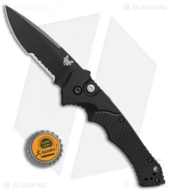 Benchmade Rukus II Automatic Knife (3.4" Black Serr) 9600SBK -Benchmade Knife Shop Benchmade Rukus 2 black serr BHQ 74379 er bottlecap