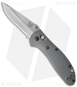 Benchmade Griptilian AXIS Lock Knife Gray/Blue G-10 (3.45" Satin Serr) 551S-1